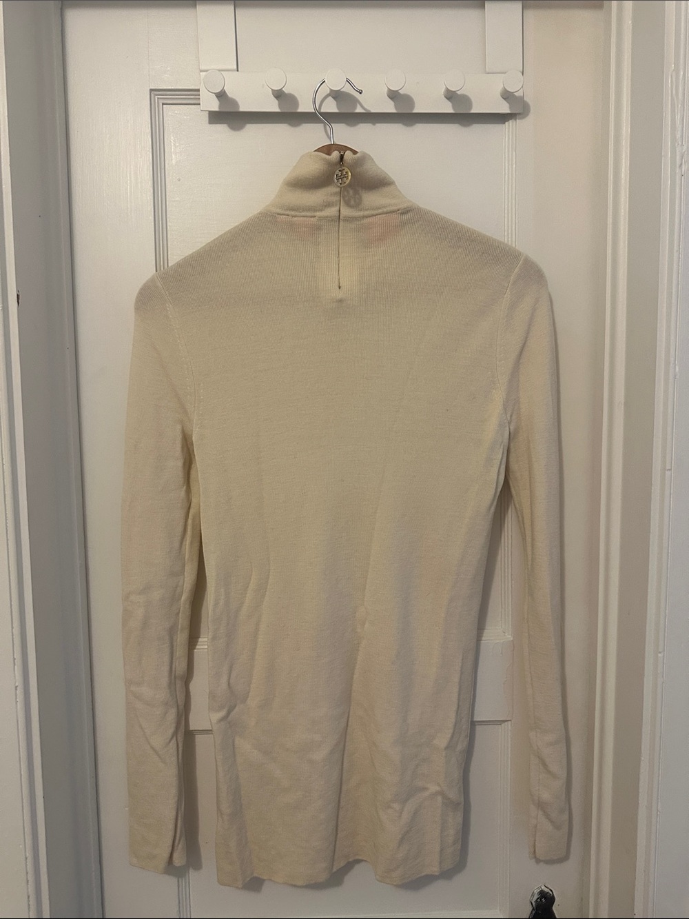 Tory Burch Cream Turtleneck Slim Knit Sweater - Picture 3 of 6